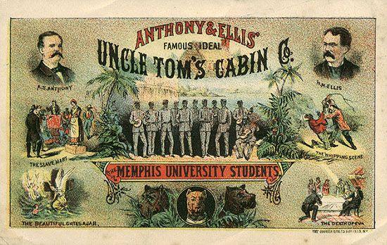 A promotional card from the 1880s advertises the most dramatic moments in a theatrical version of 