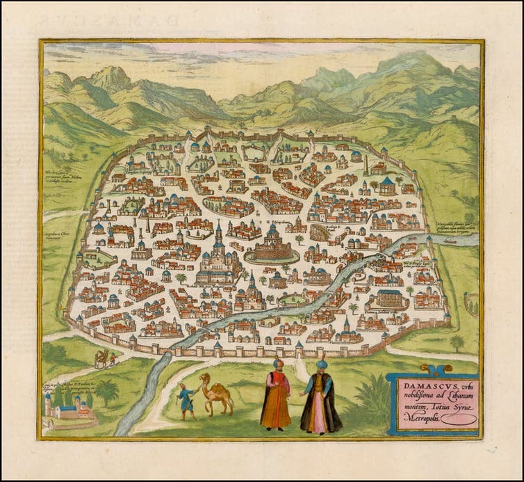 1588 stylized map from Georg Braun’s
