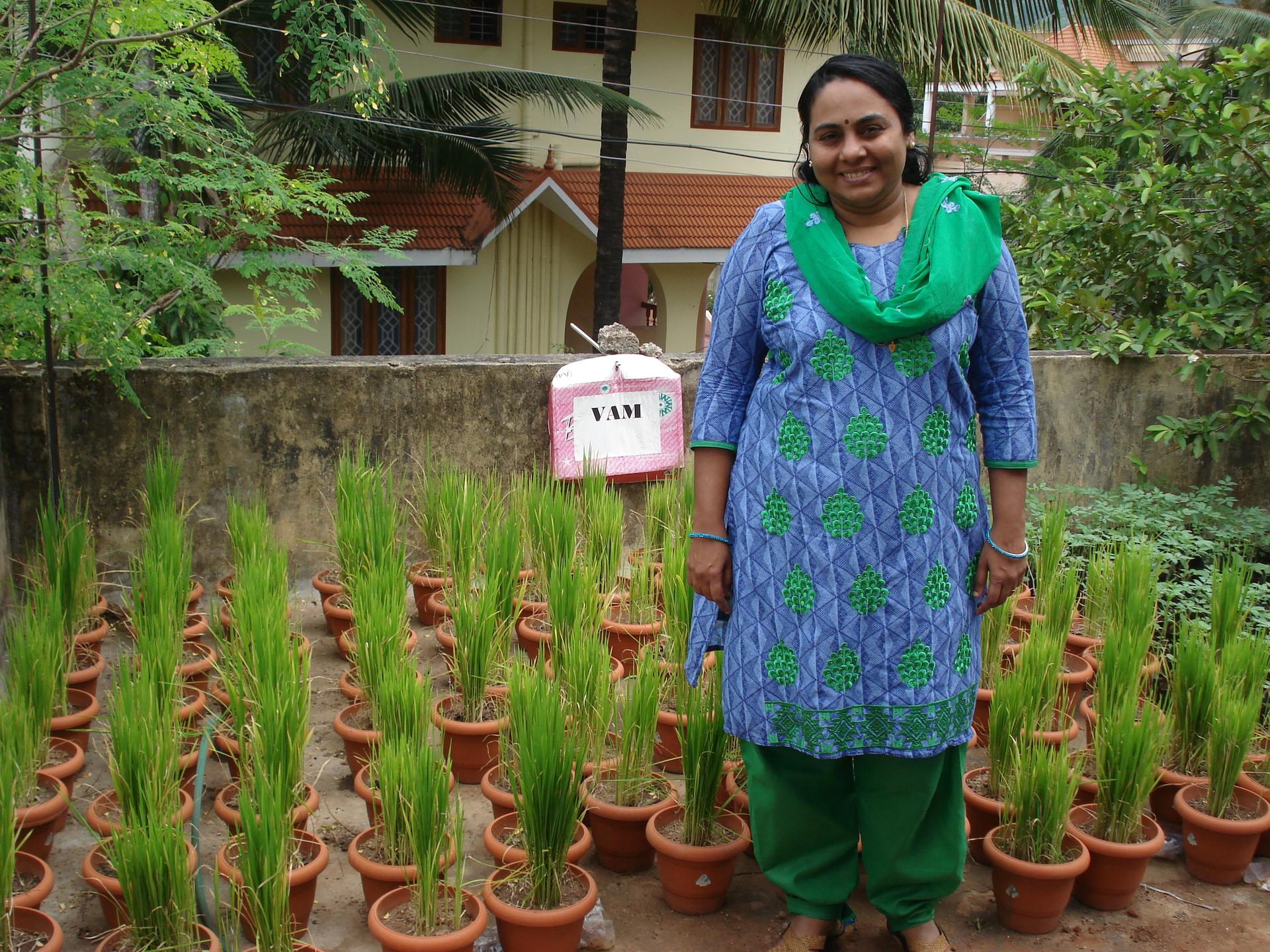 Agricultural Officer Asha Raj leads a group of women creating inexpensive homemade biocontrol agents, used to replace more toxic pesticides.