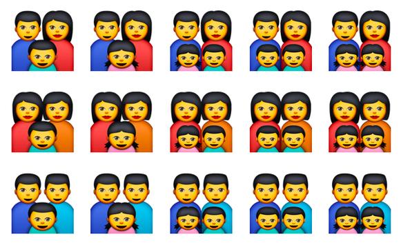 New family emoji icons.