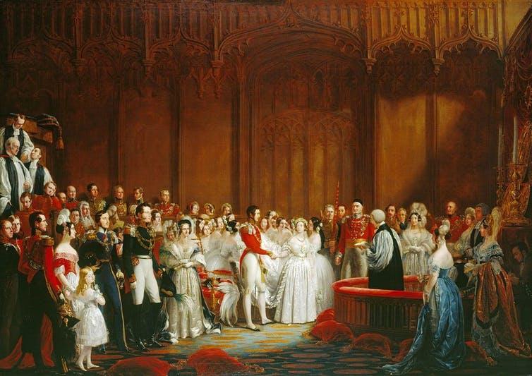 A painting of Queen Victoria's wedding.