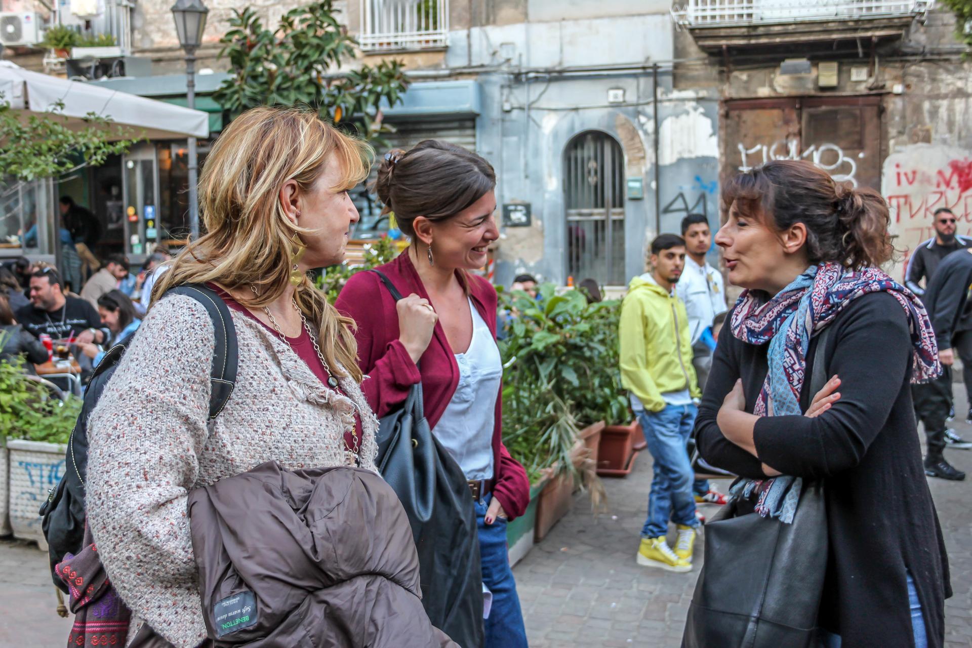 Francesca Menna, Gilda Sportiello and Adrian Coppola in Naples.
