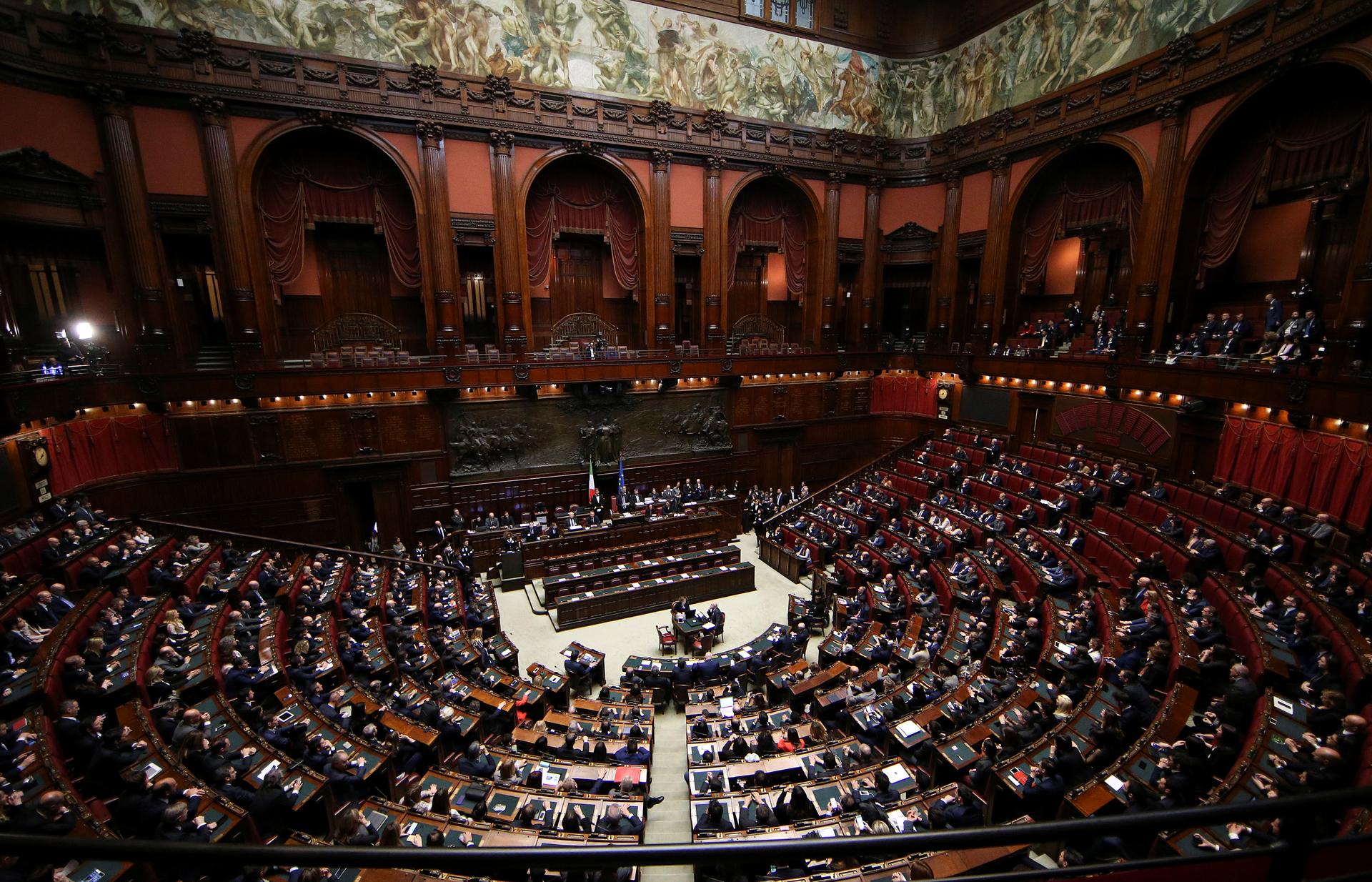 The new Chamber of Deputies president, Five Star Movement (M5S) Roberto Fico speaks at the Chamber of Deputies