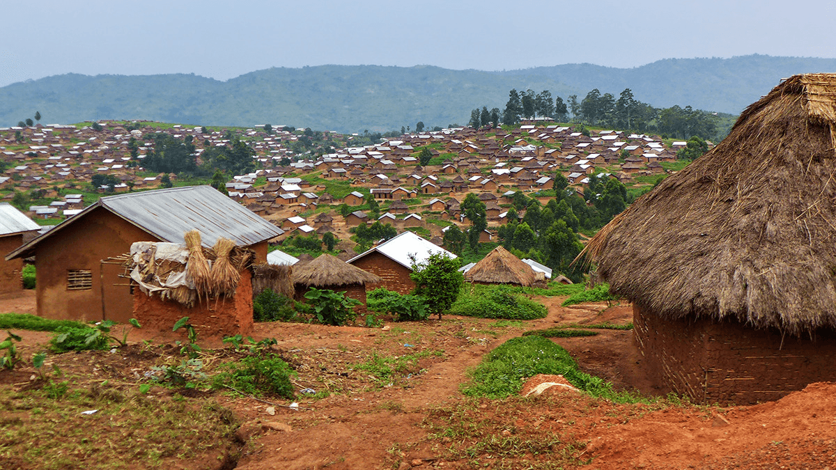 homes in a village in the Democratic Republic of the Congo 