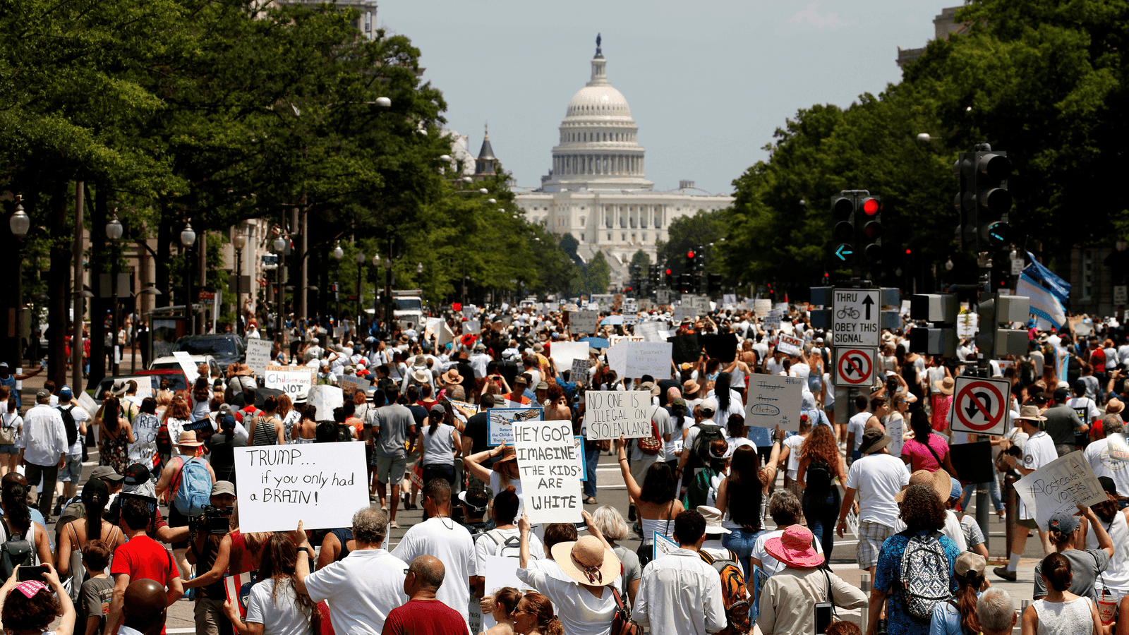 protesters march in washington, dc, to protest Trump's immigration policies