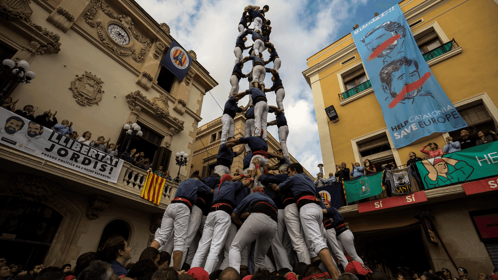 a human tower in Catalonia, Spain