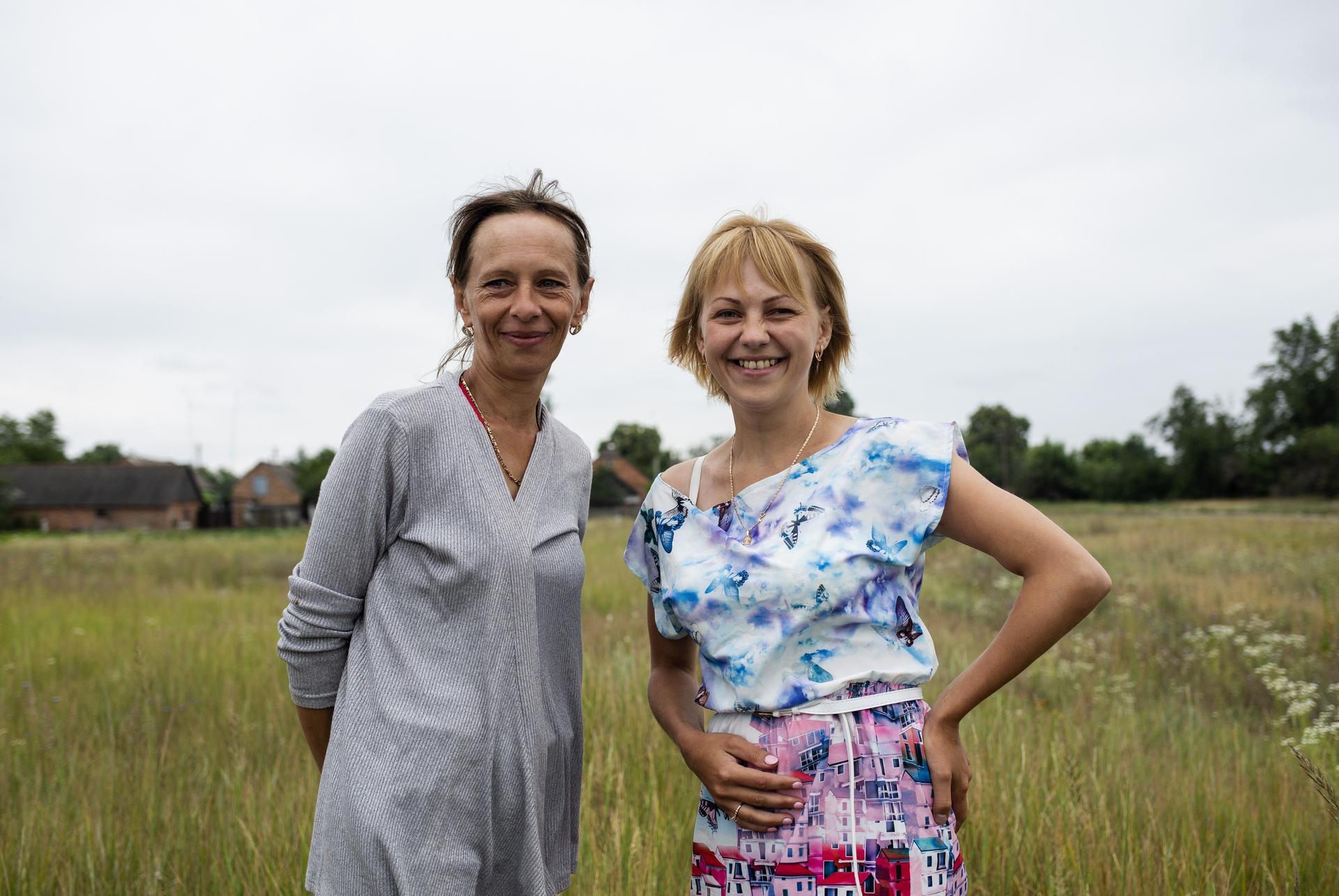 Two women in a field