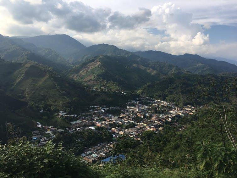 a view of a small coffee-producing town in colombia