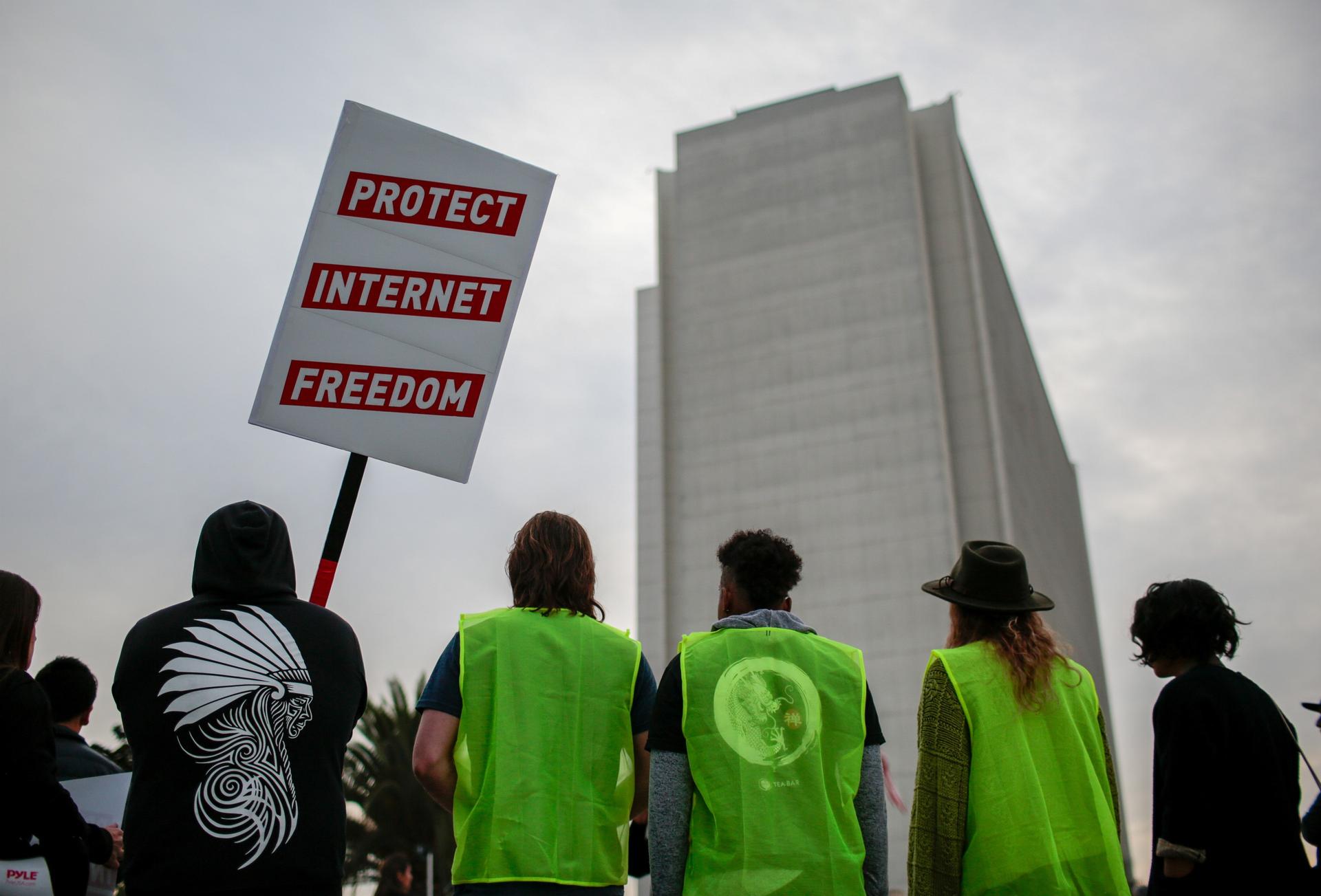 Supporters of Net Neutrality protest