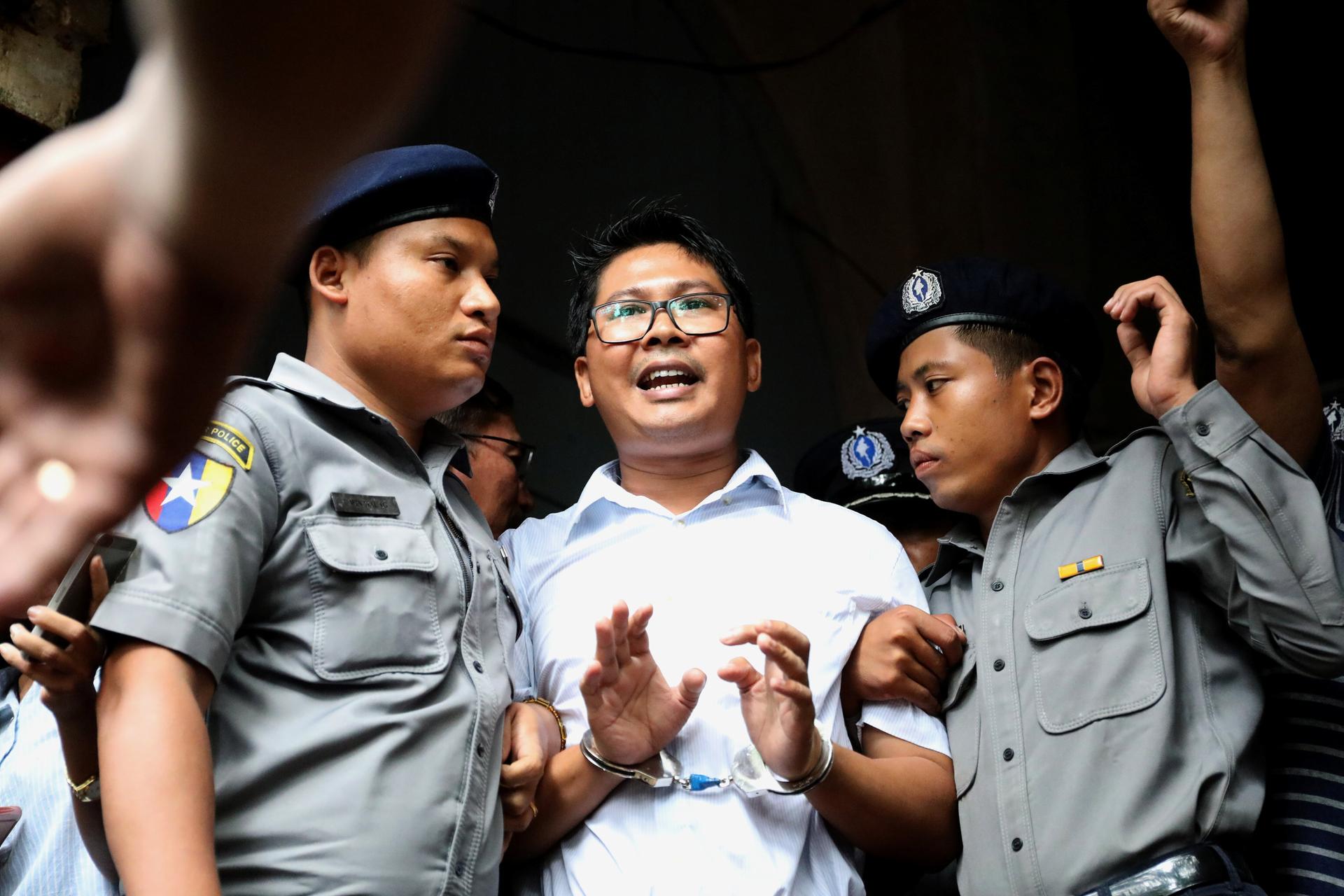 Reuters journalist Wa Lone departs Insein court