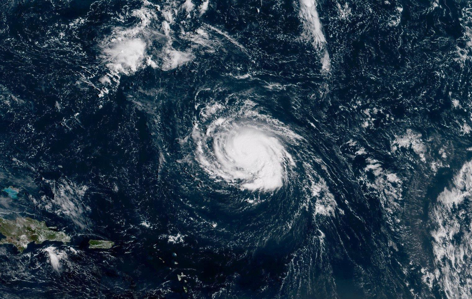 Hurricane Florence seen over the Atlantic Ocean