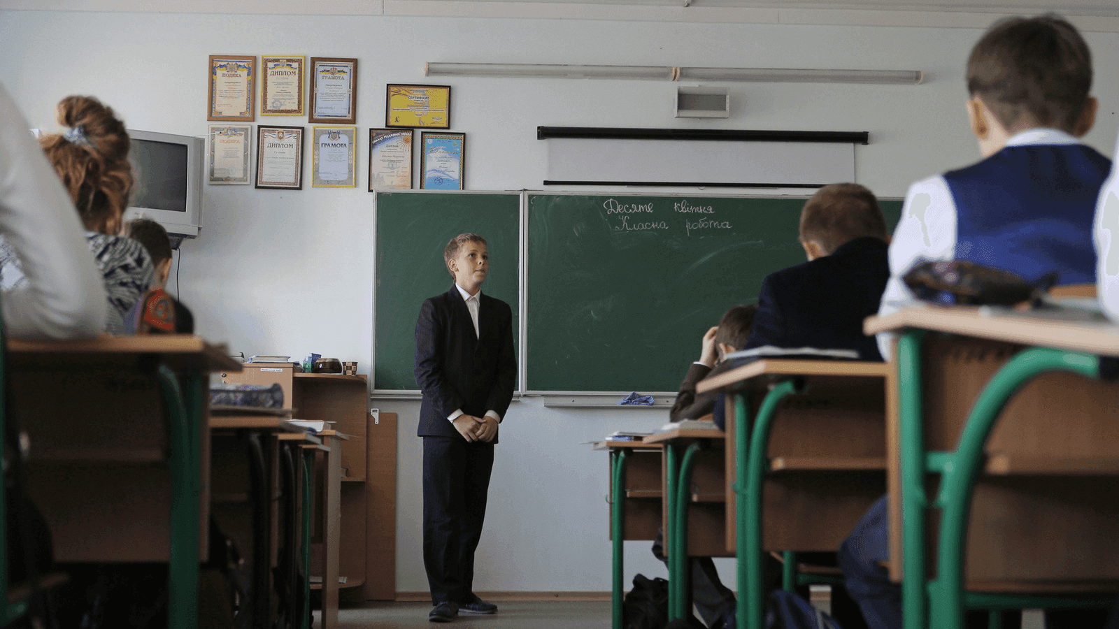 children in a classroom in Russia