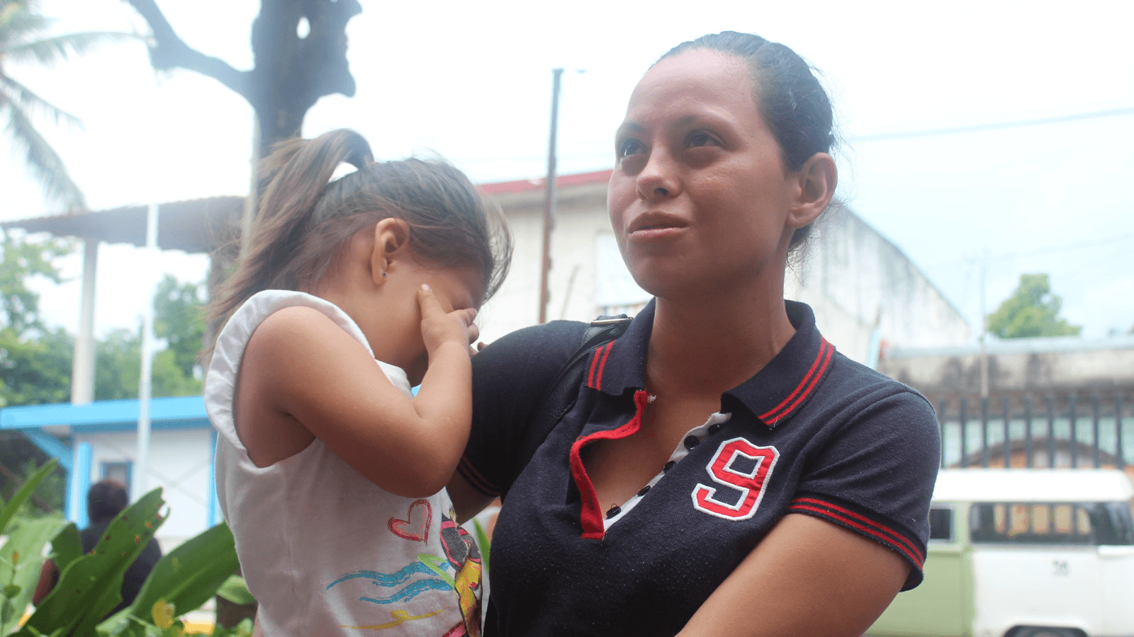 a nicarguan migrant woman and her daughter in mexico