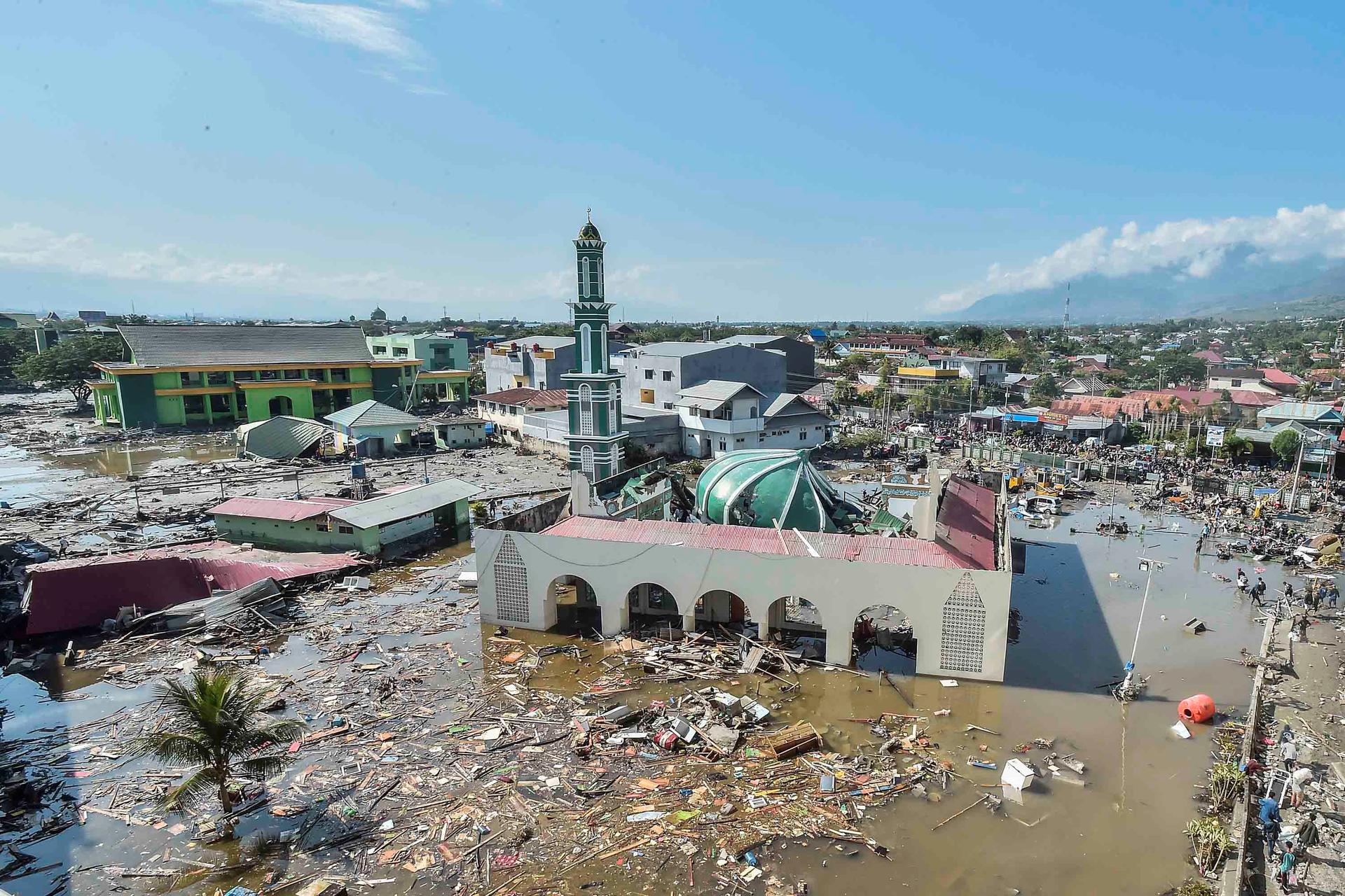 Baiturrahman mosque surrounded by water