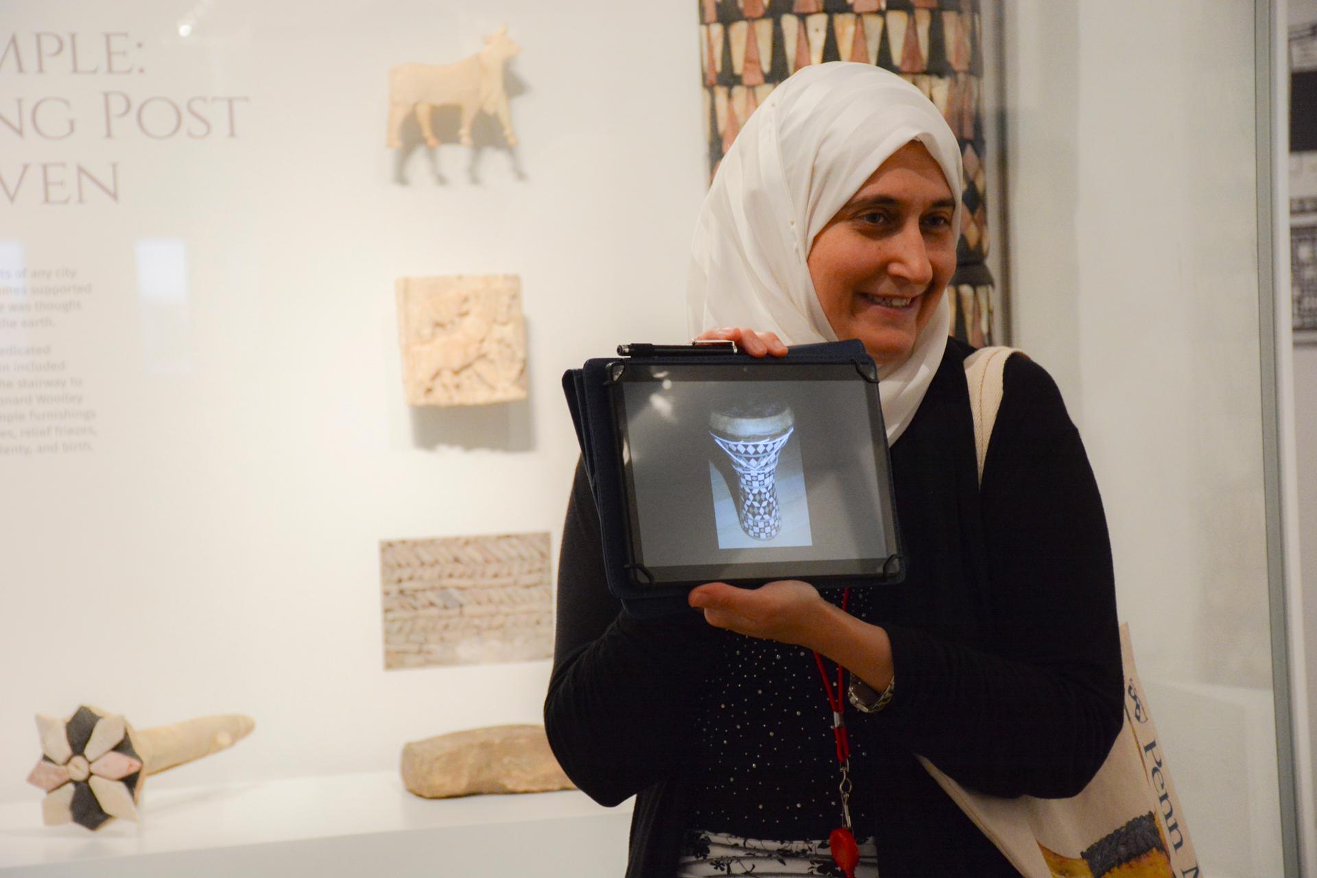 Penn Museum global guide Moumena Saradar came to the US as a Syrian refugee two years ago. 