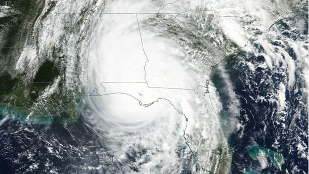Satellite mapping image of Hurricane Michael making landfall in Florida