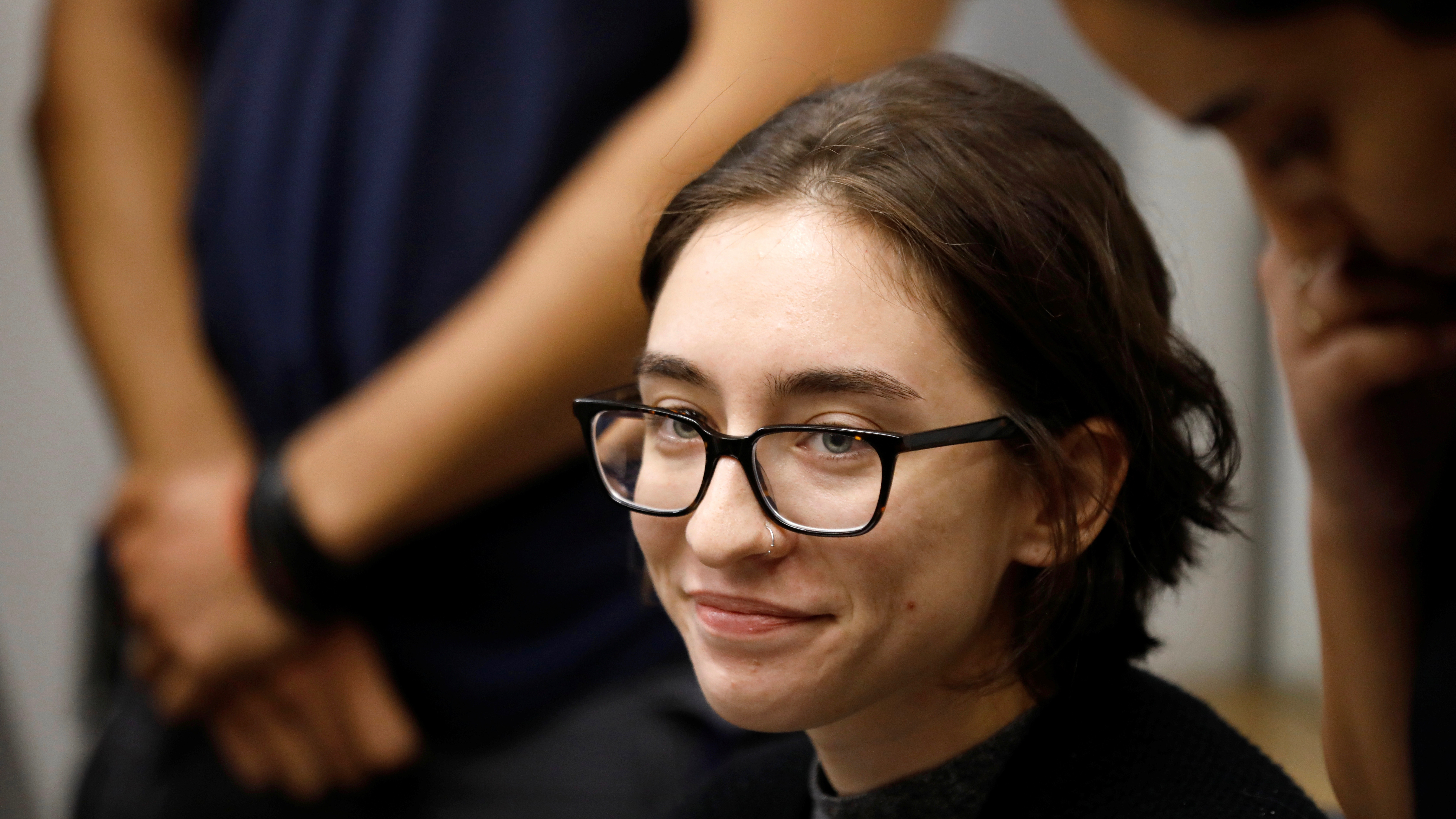 American student Lara Alqasem, 22, appears at the district court in Tel Aviv, Israel October 11, 2018. She wants to study at Hebrew University. But Israeli authorities are questioning her politics. 