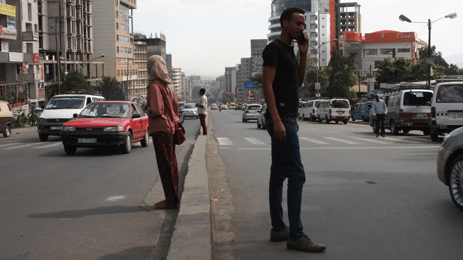 a street scene in addis ababa, ethiopia