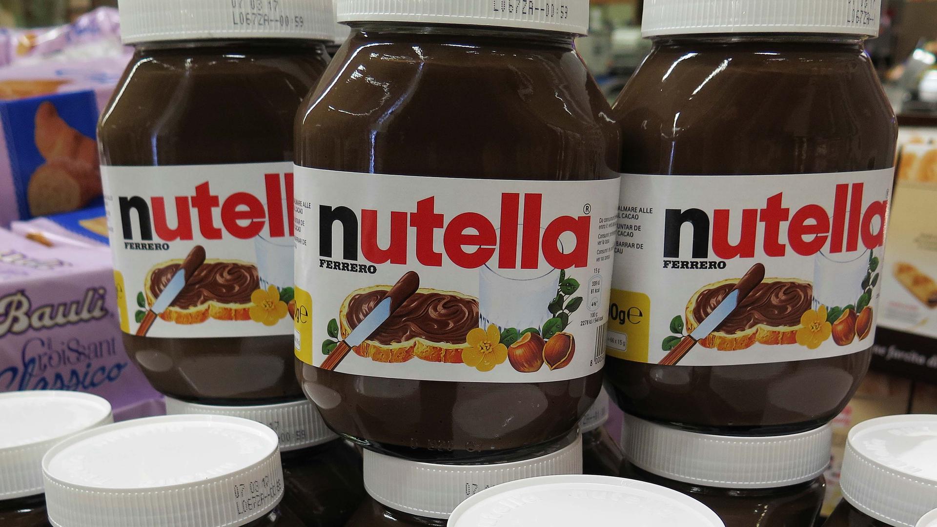 Stacked jars of nutella