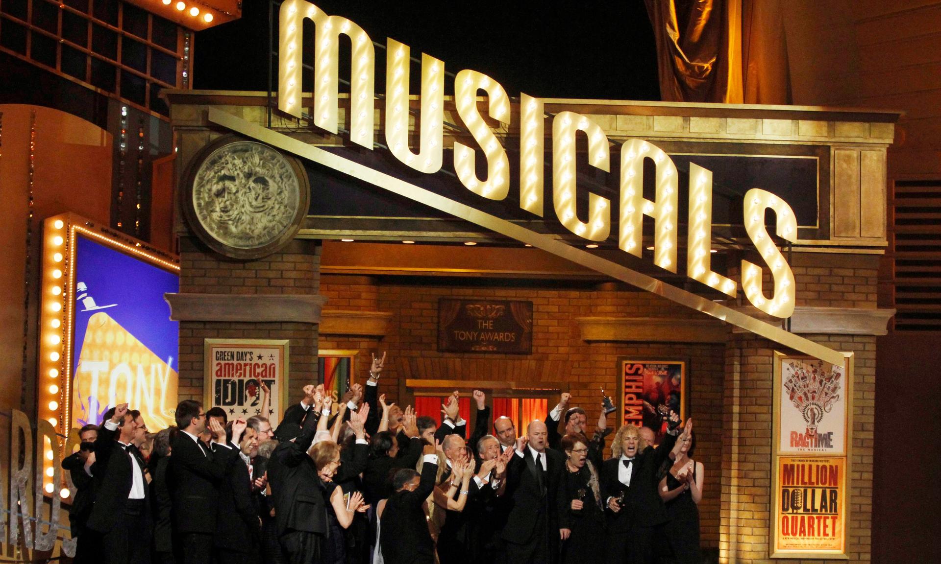 Cast members of the play "Memphis" at the 64th annual Tony Awards.