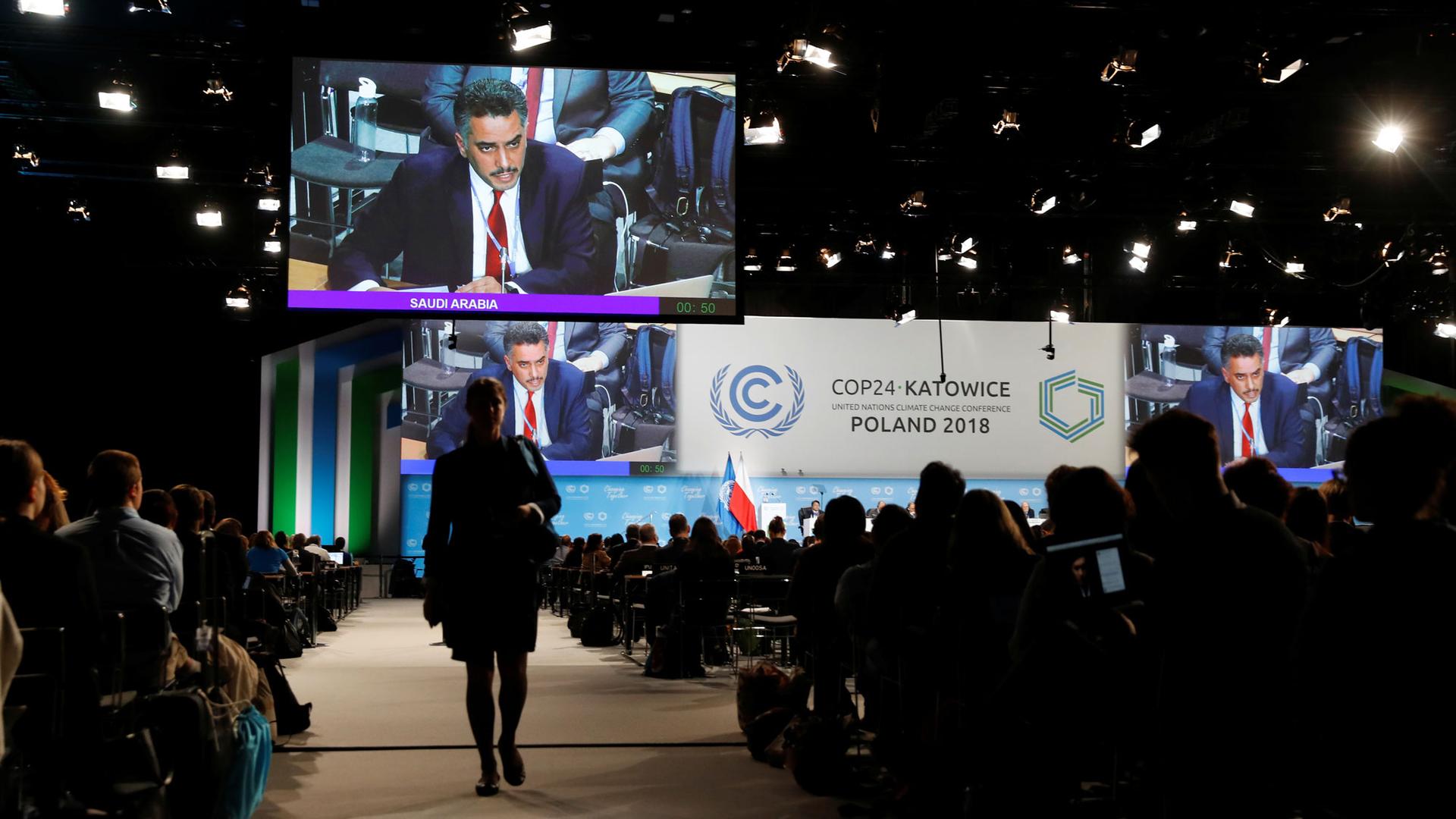 Participants take part in the plenary session during COP24 UN Climate Change Conference 2018 in Poland, Dec. 4, 2018.
