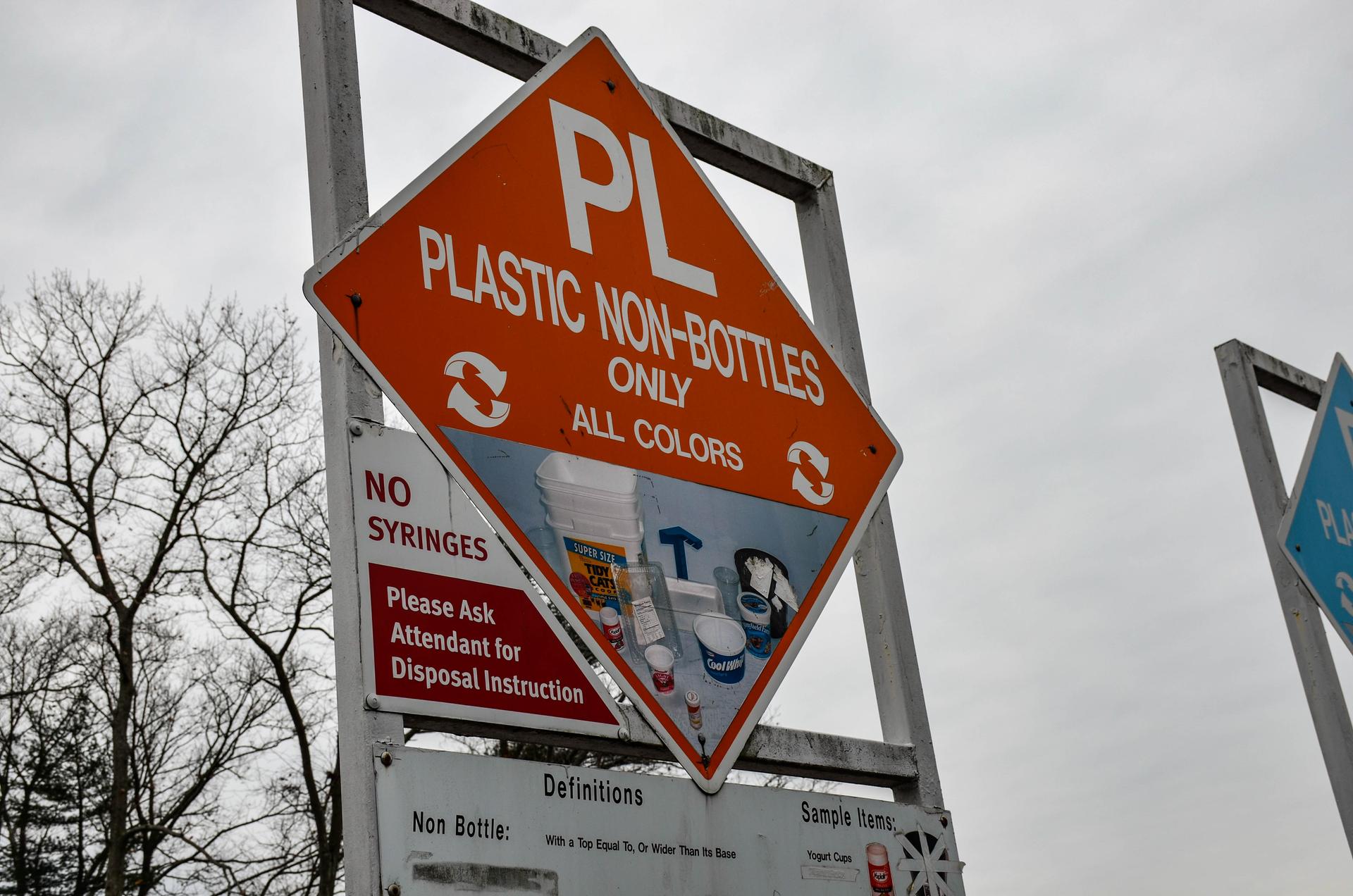 The recycling center in Wellesley, Massachusetts, has large posters guiding residents were to deposit their items.