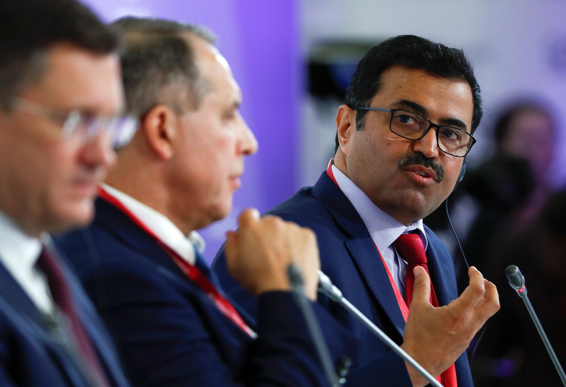 Qatar's Minister of Energy Mohammed al-Sada speaks on a panel