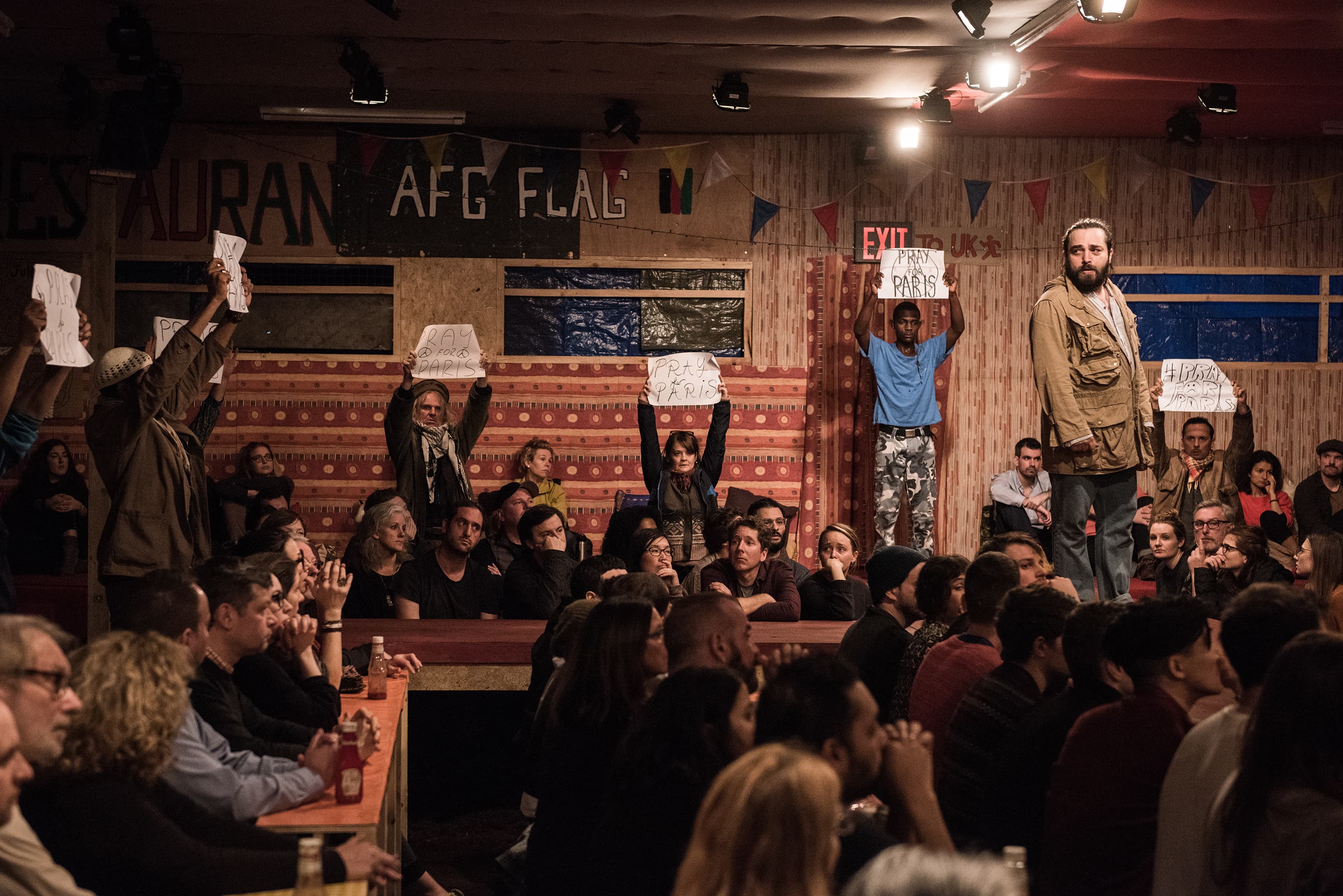 Trevor Fox, Jo McInnes, John Pfumojena, Ammar Haj Ahmad and Rachid Sabitri
in “The Jungle.”