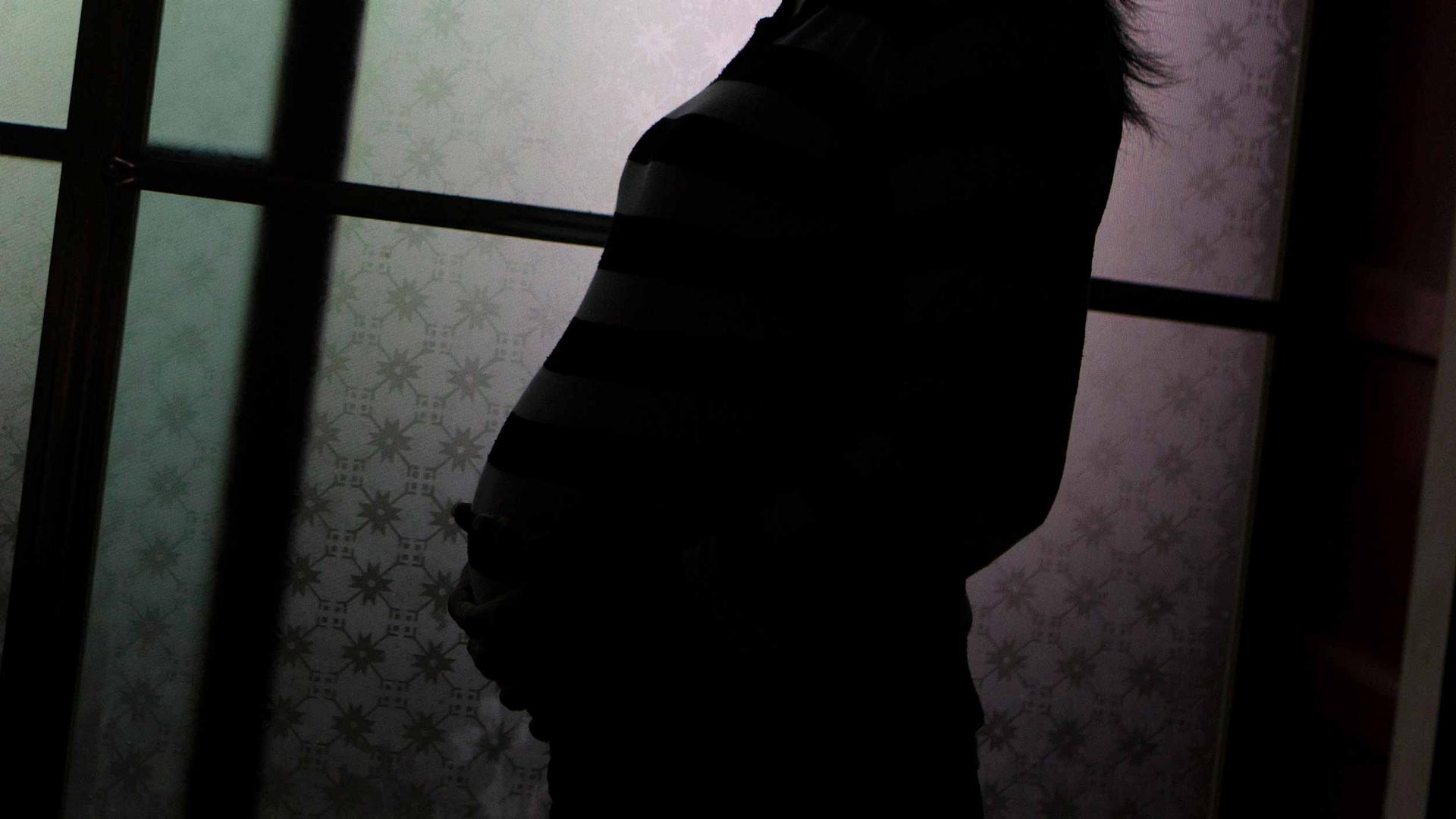 A woman's pregnant silhouette
