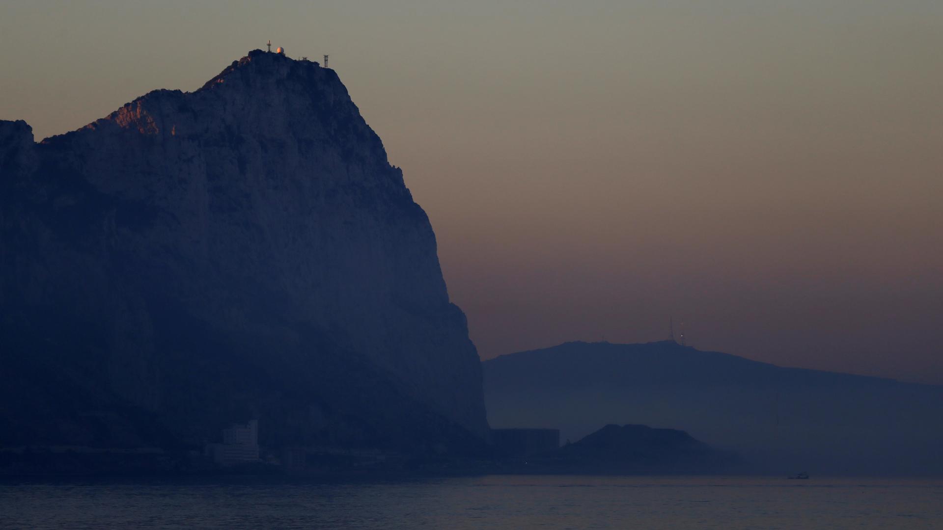 Rock of Gibraltar at dusk