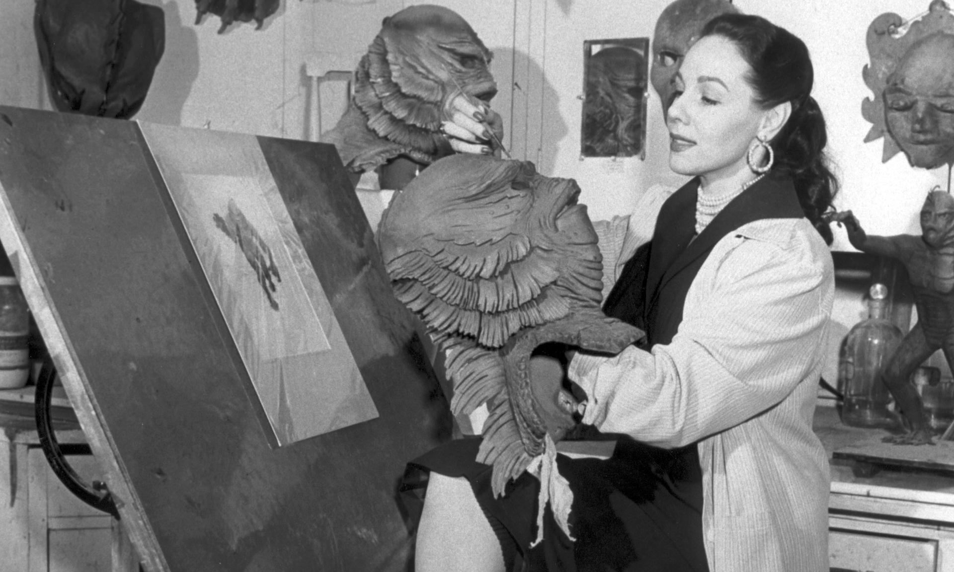 Milicent Patrick in the Universal monster shop.