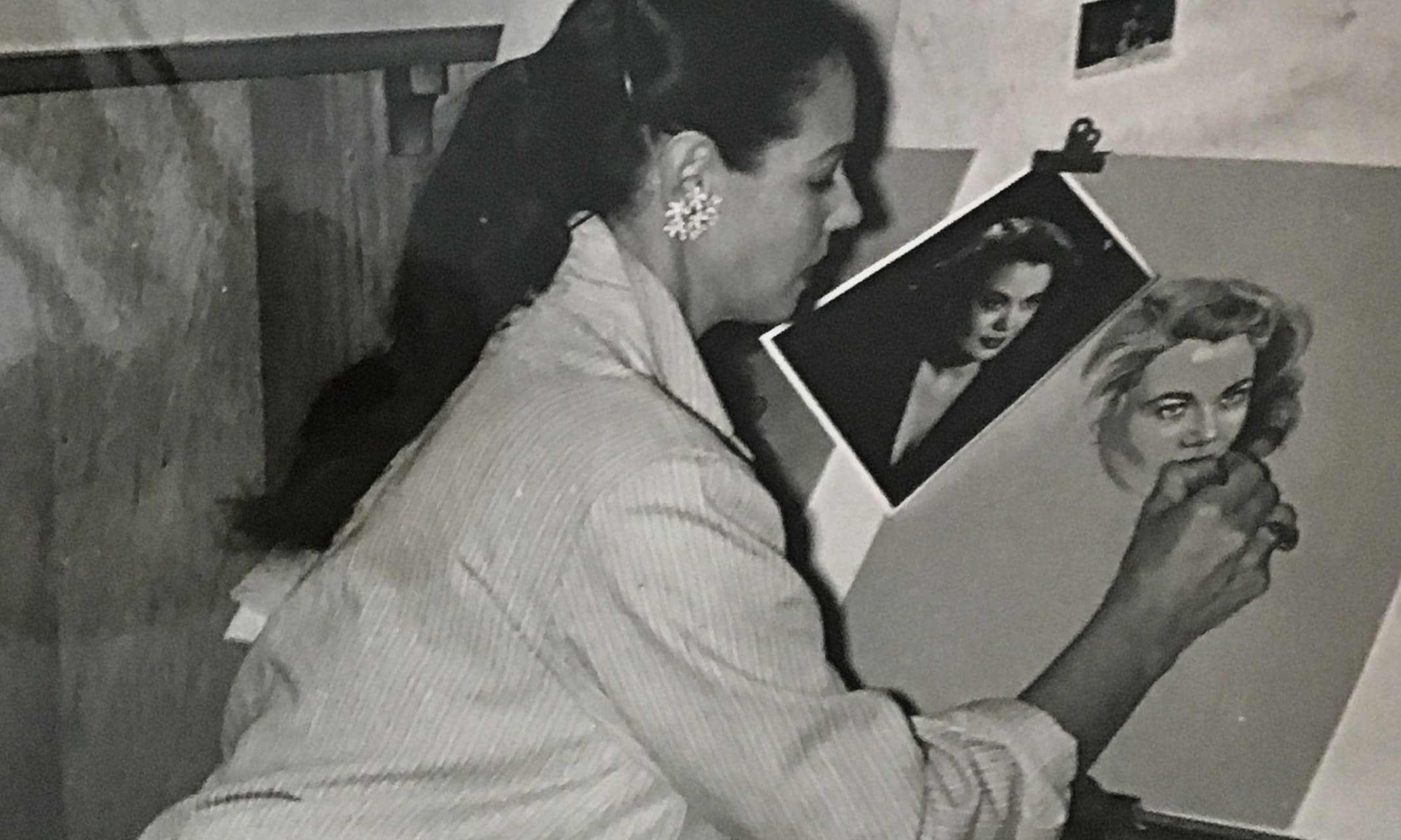 Milicent Patrick working in her home studio in Sherman Oaks.