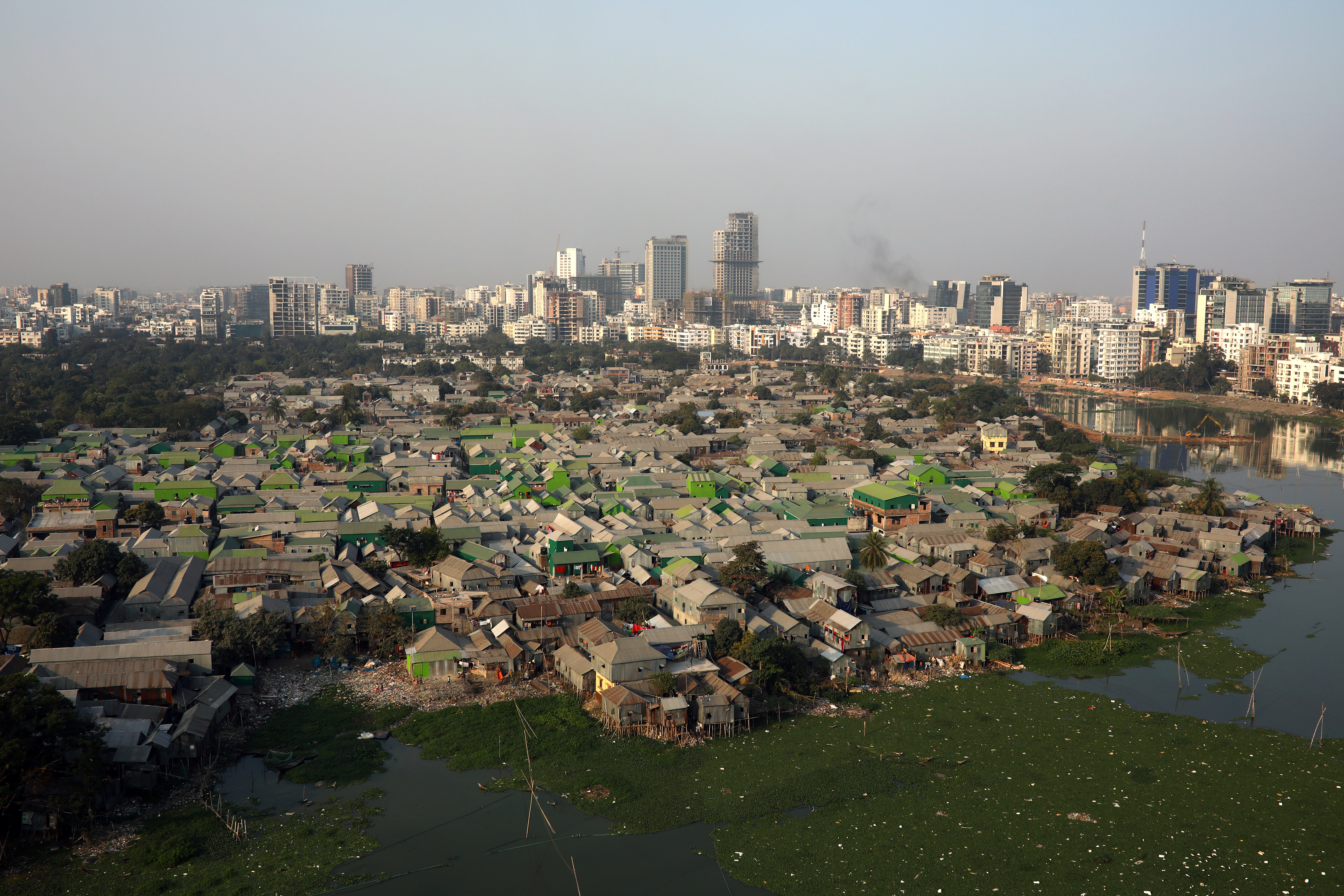 aerial view of slum in Dhaka