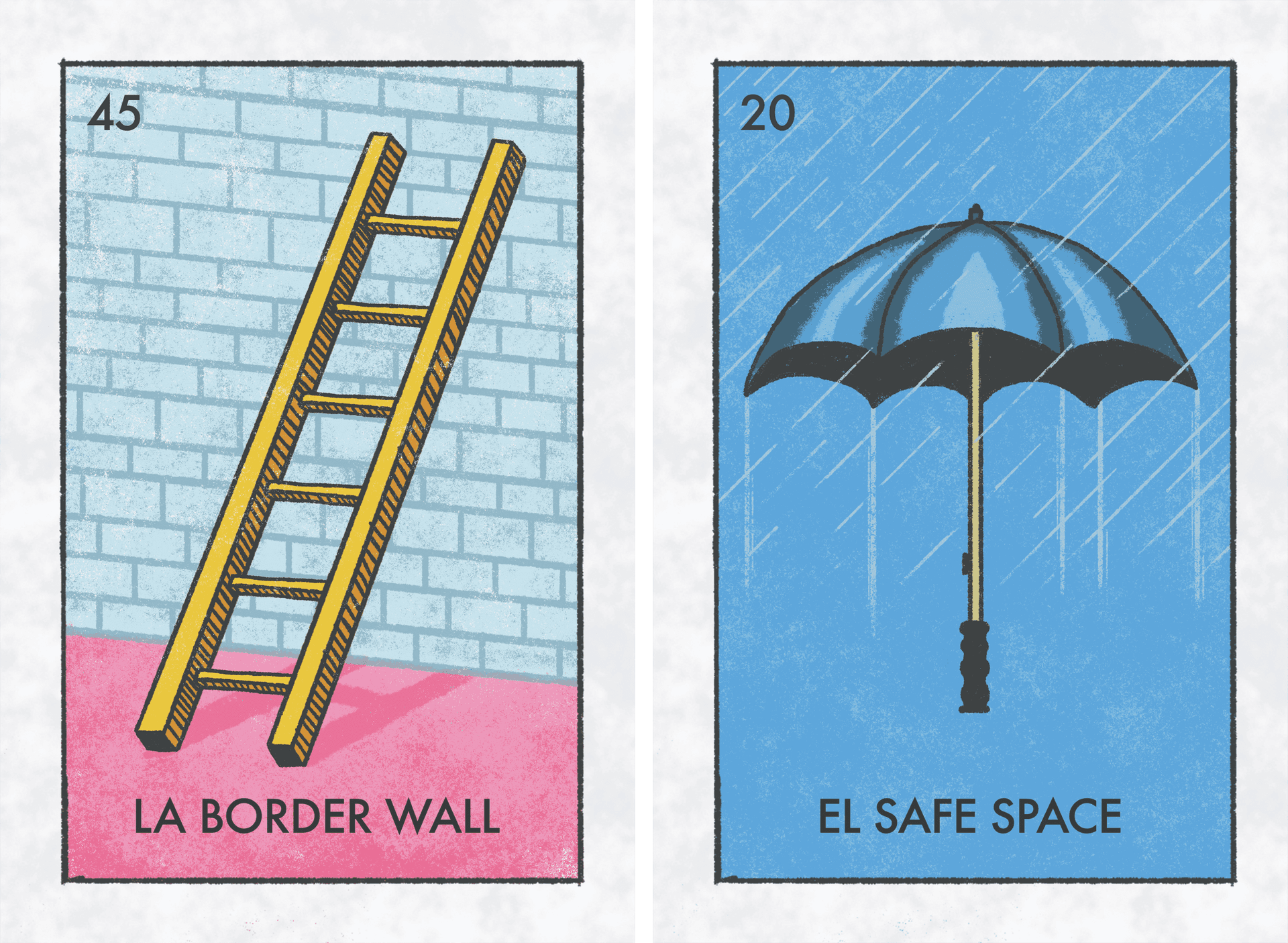 Illustrated cards depicting a ladder with the text 