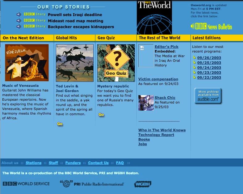 The World's website in 2003 featured a story on music of Venezuela.