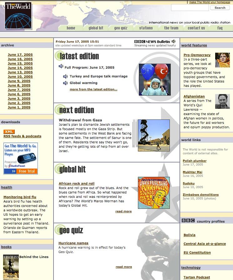 The World's website in 2005 featured a story about Israeli settlements.