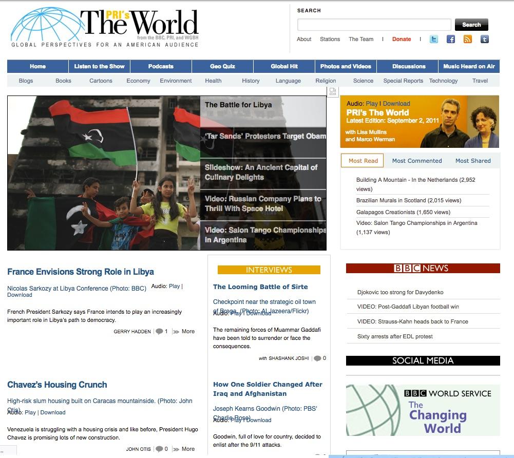 The World's website in 2011 featured a story about France's role in Libya.