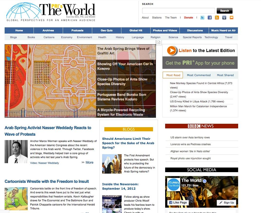 The World's website in 2012 featured an interview with Nasser Weddady.