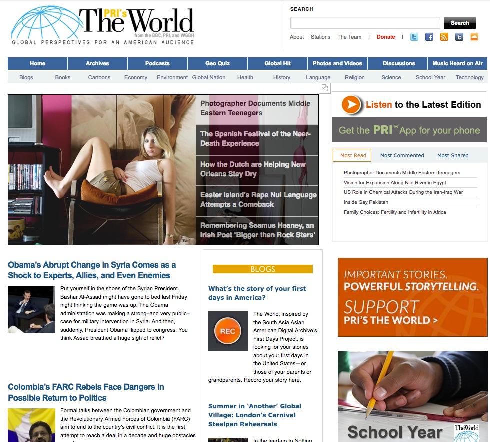 The World's website in 2013 featured a story about President Obama and Syria.
