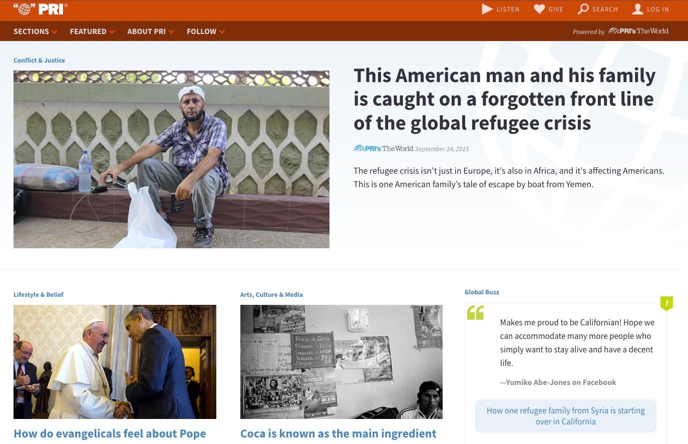 The World's website in 2015 featured a story about a global refugee crisis.