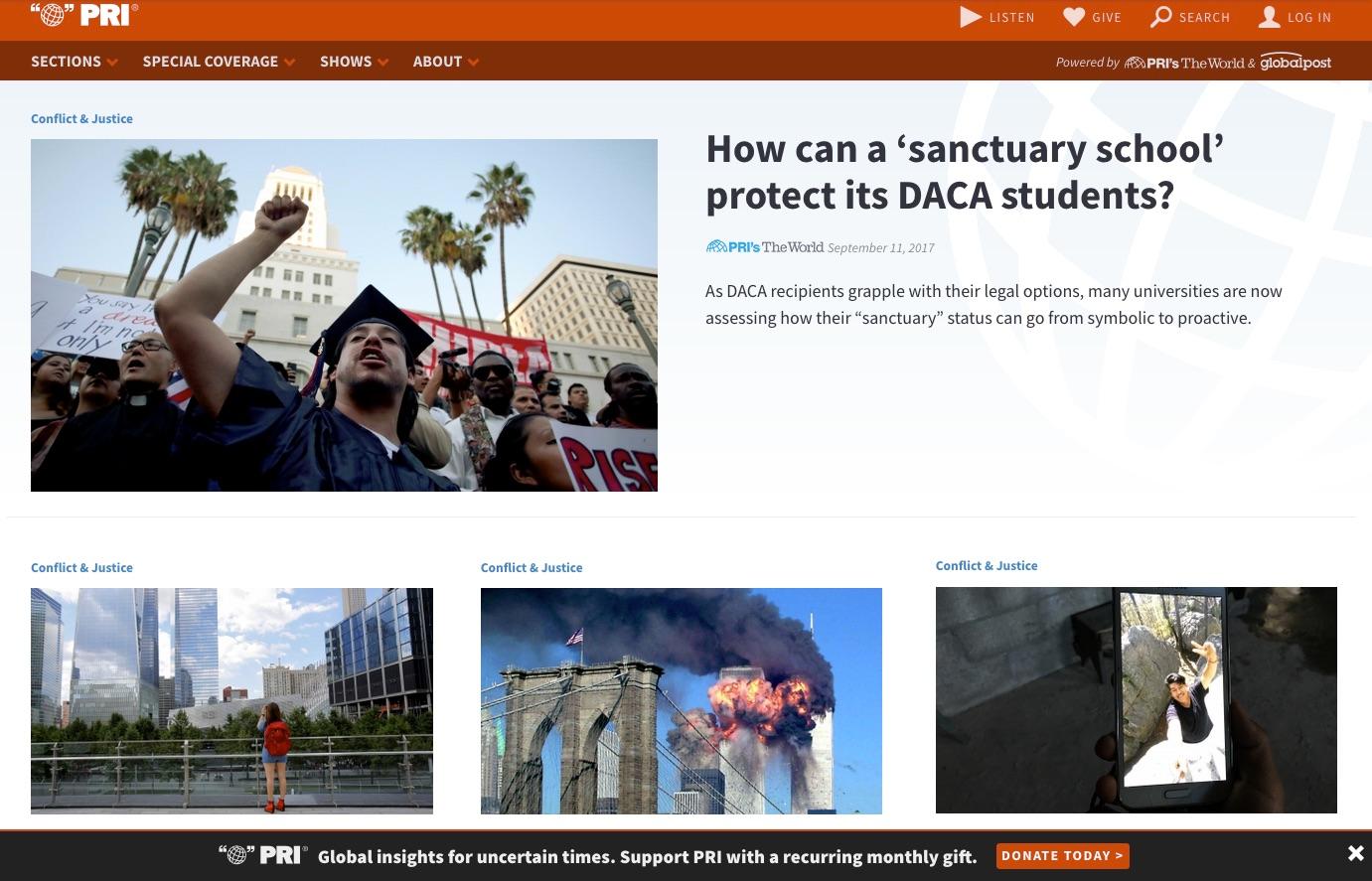 The World's website in 2017 featured a story about DACA recipients.