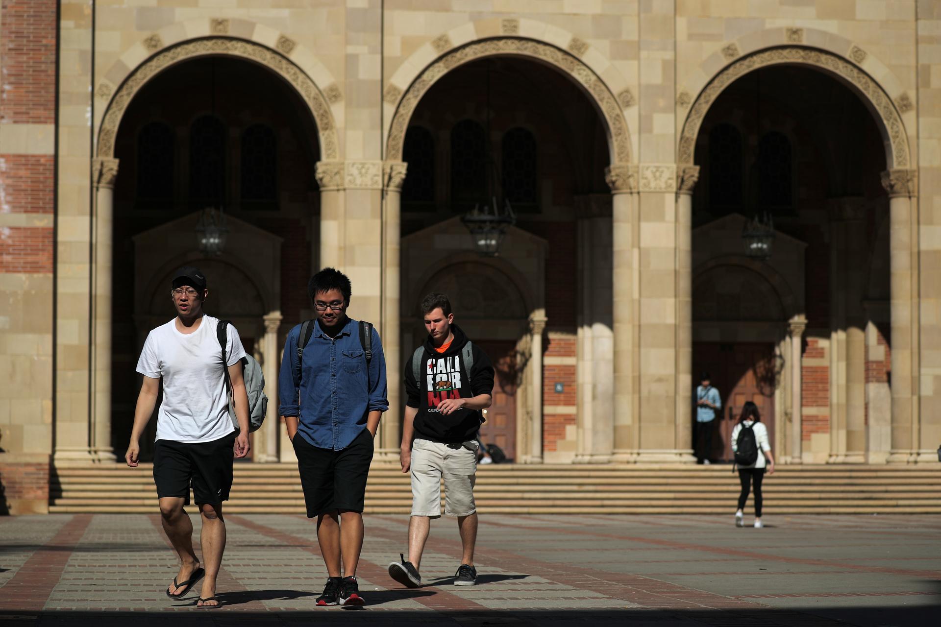Students walking on the UCLA campus.