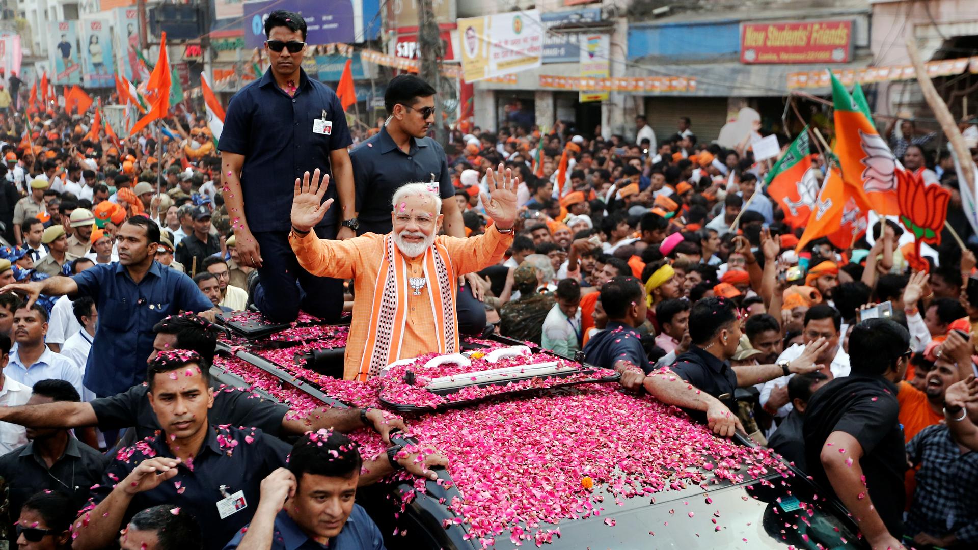 India's Premier Modi in a street celebration
