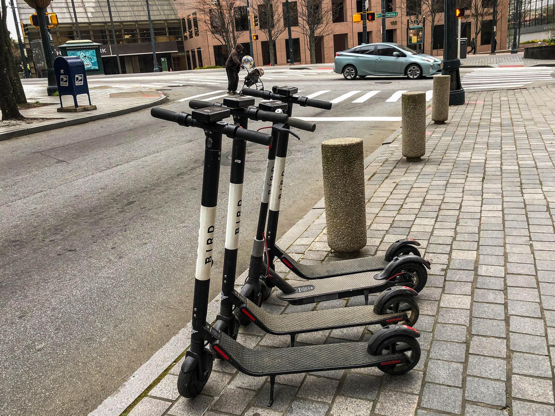 Electric scooters on the streets of Atlanta