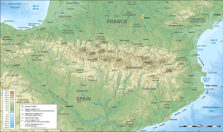 map of pyrenees