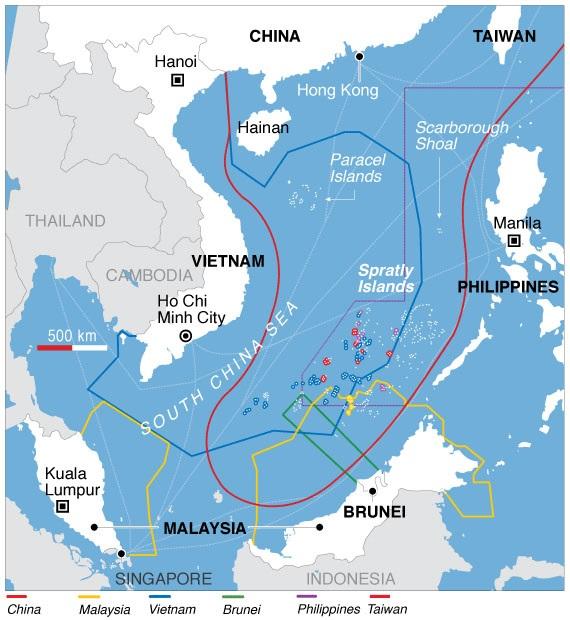 map of South China Sea disputes