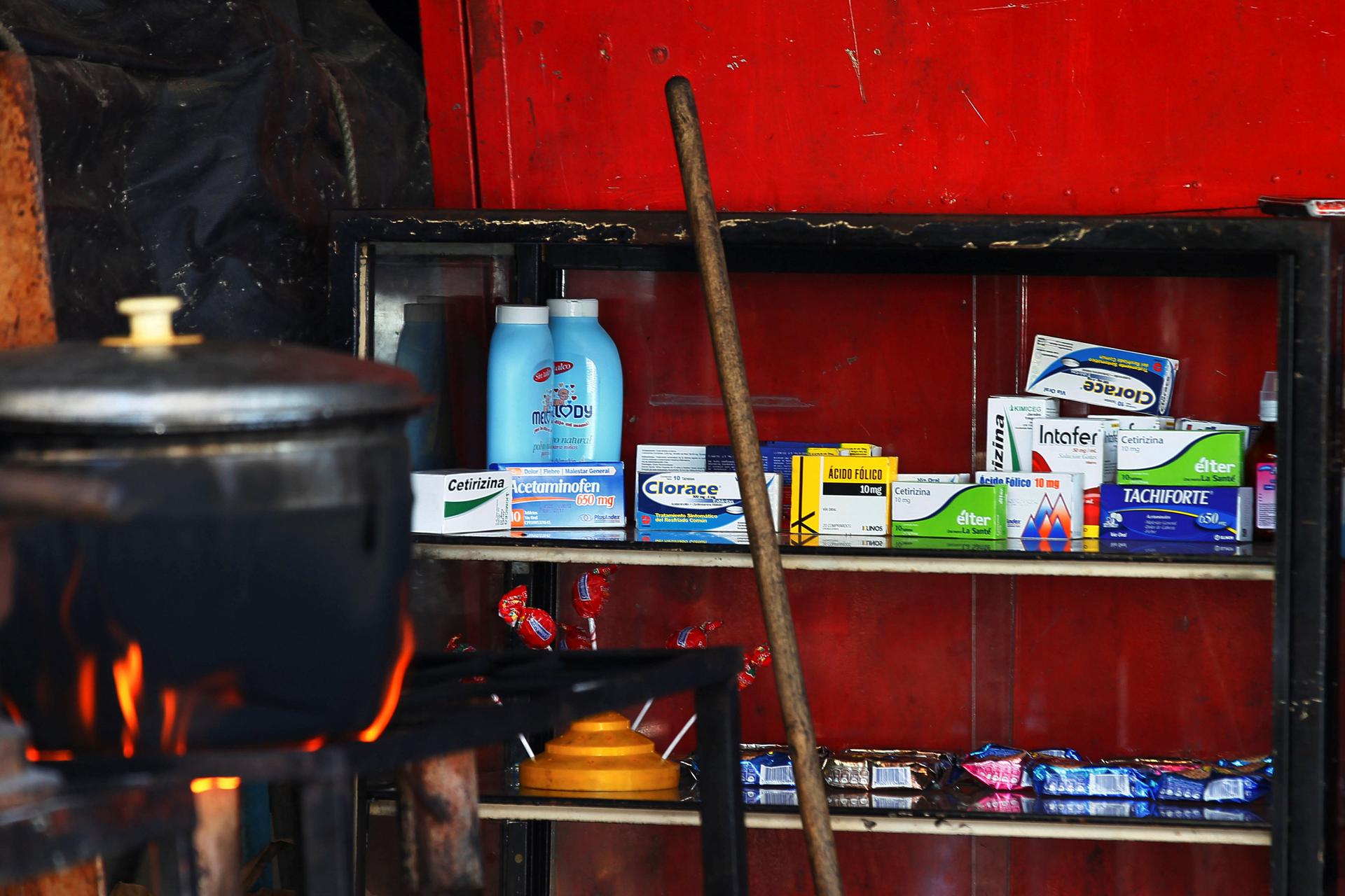 Medicines are displayed on sale in a stall at Las Pulgas market in Maracaibo, Venezuela.