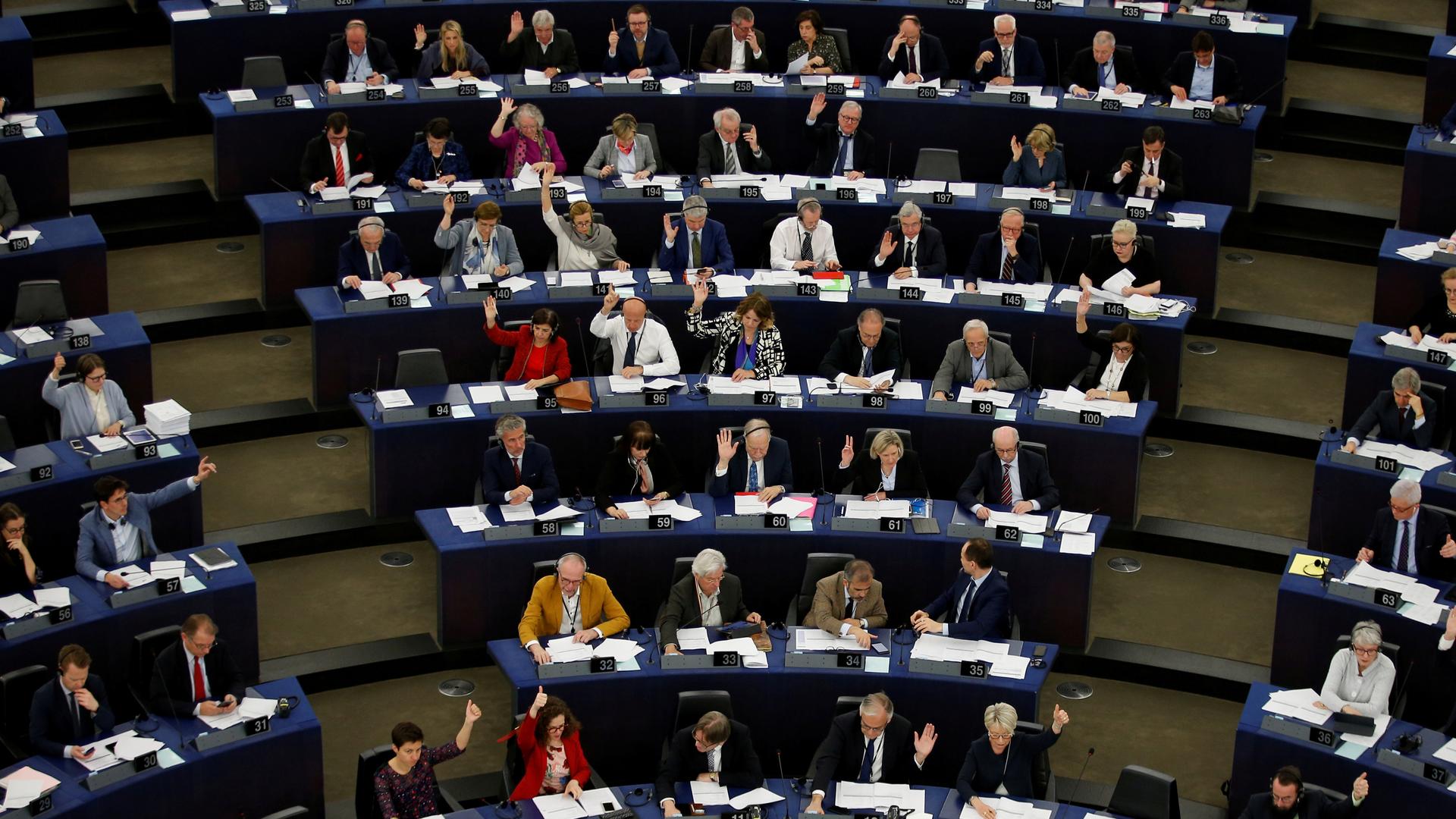 Delegates seated in the European Parliament
