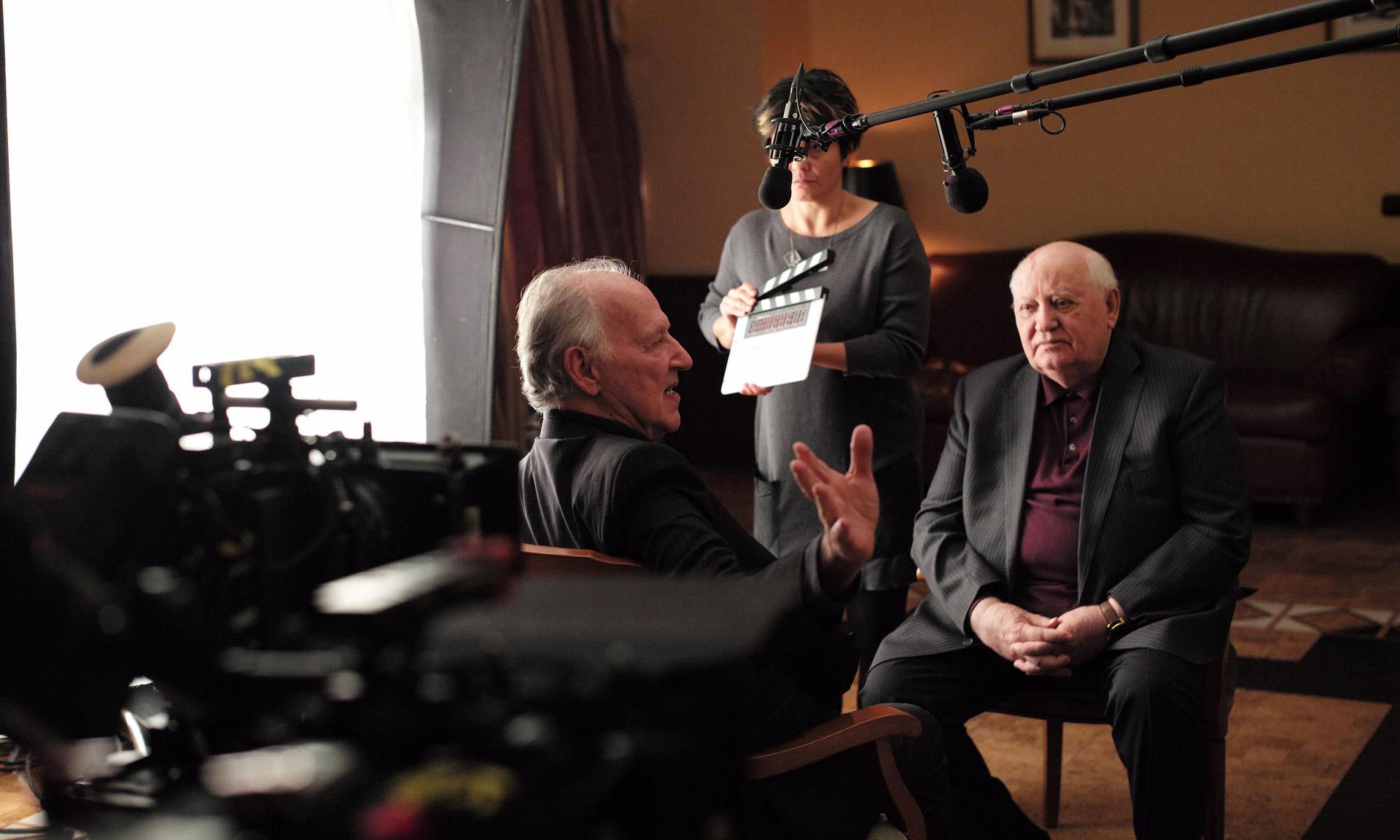 Director Werner Herzog and former leader of the Soviet Union Mikhail Gorbachev in the new documentary “Meeting Gorbachev.”