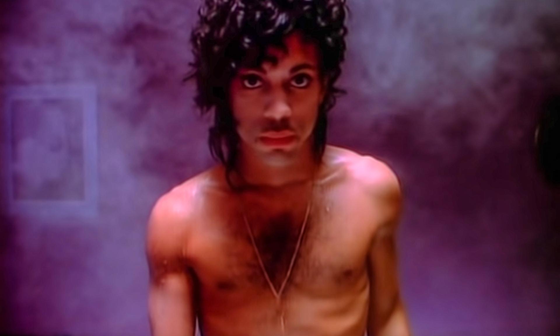 A screenshot from Prince’s music video “When Doves Cry.”